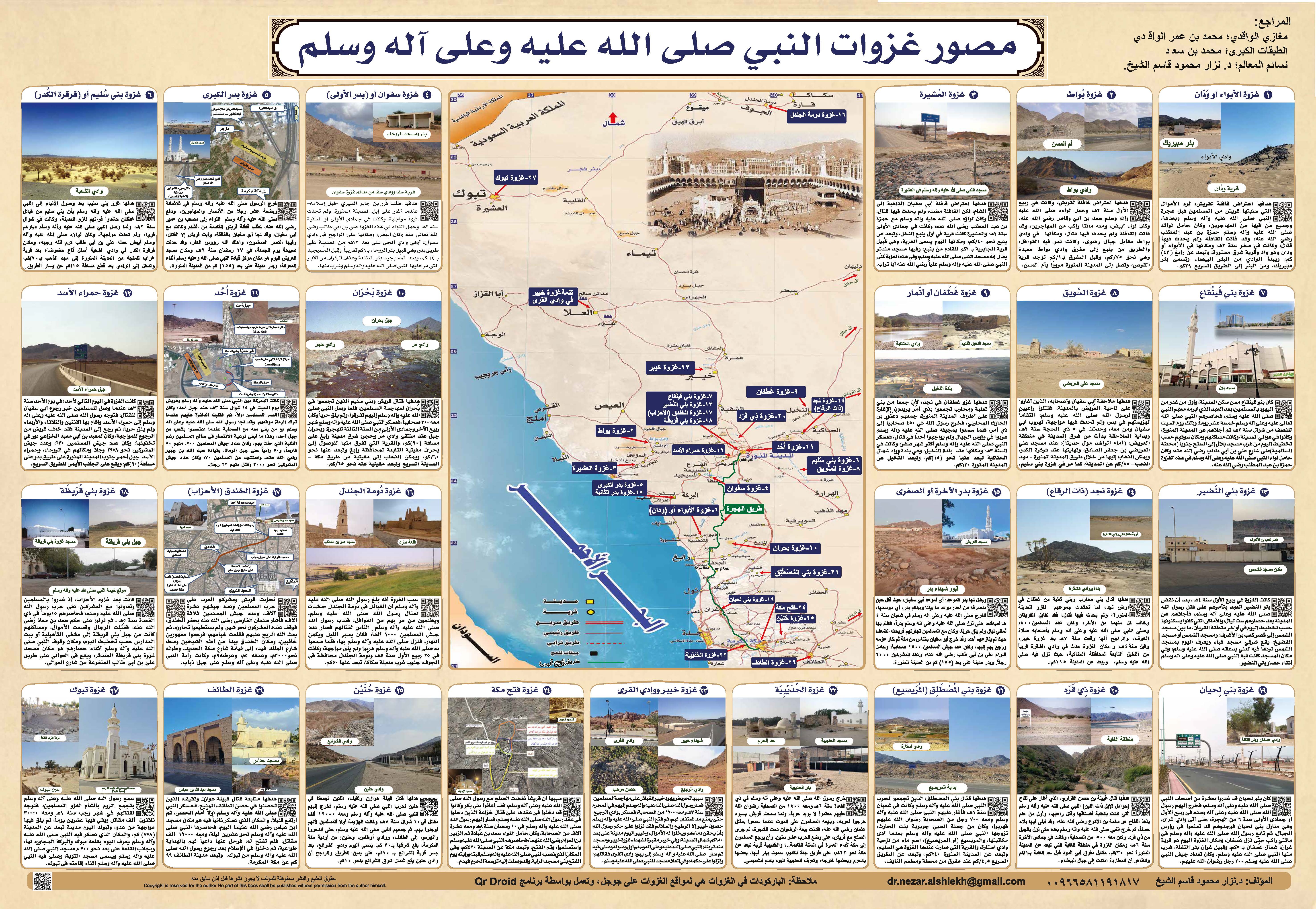 لوحة مصور غزوات النبي صلى الله عليه وآله وسلم (عربي-أوردو-) لوحة مطوية وجهين